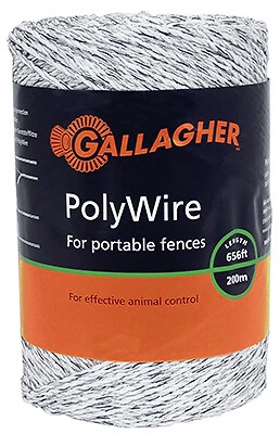 Gallagher G62004 Electric Fence Polywire, Ultra White, 1/16-In. x 656-Ft. - - Image 1 of 2