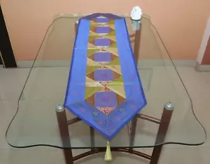 Handmade Decorative Silk Brocade Wall Tapestry - Hanging/Table Runner Blue - Picture 1 of 4