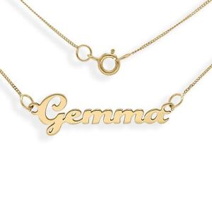 9ct Yellow Gold Personalised Any Name Necklace, delicate nameplate pendant, her