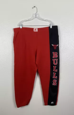 VINTAGE Chicago Bulls Pants Mens Large Red/Black Starter Logo Pockets NBA Cover