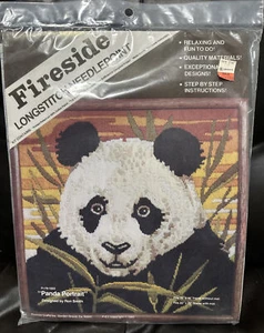 New Fireside Longstitch Needlepoint Panda Portrait FI-78-1503 Canvas Vintage - Picture 1 of 3