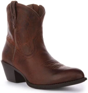 ARIAT Darlin Leder Sassy Einzigartig Stich Western Damenstiefel Dunkelbraun UK 3 - Bild 1 von 6