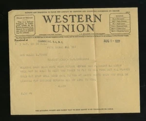 1931 RMS Carmania Western Union Telegram - Cunard Line - Bild 1 von 1