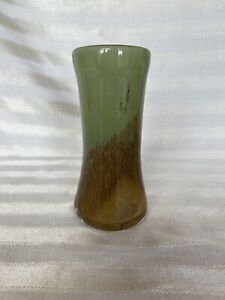MMCI Handmade Home Design. Green and Brown Heavy Glass Vase. Preowned