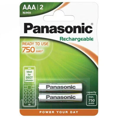 kQ Panasonic AAA Akku NiMH Micro 750mAh für DECT schnurlos Telefone 2er Blister - Bild 1 von 2