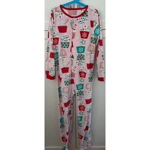 Carters Christmas hot chocolate Footed Pajamas One Piece Zip Up Pink Red 12/12A - Picture 1 of 2
