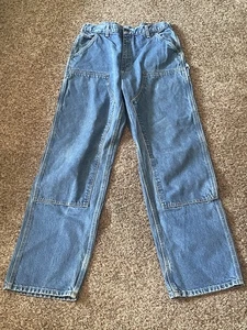 VTG Carhartt B73 DST Work Denim Pants Double Knee Size 34x34 Faded - Picture 1 of 10