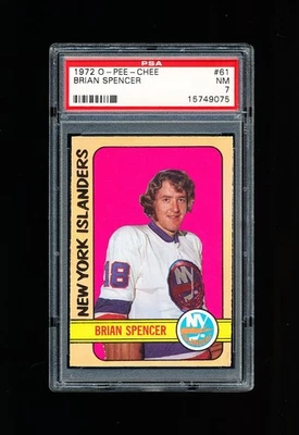 1972 OPC HOCKEY 61 BRIAN SPENCER PSA 7 NEAR MINT ISLANDERS - Image 1 of 4