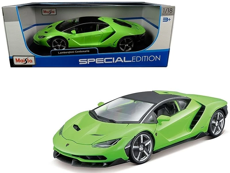Lamborghini CENTENARIO Lime Green With Matt Black Top 1/18 Diecast Model Car by