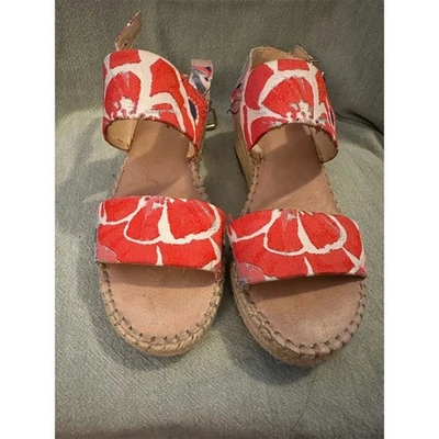 Alex Marie Women's Red Floral Espadrille Wedge Sandals Size 7.5 - Image 1 of 4