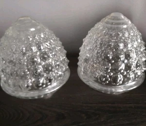 PAIR Clear Acorn Shaped Textured Glass Replacement Light Globe Shades READ - Picture 1 of 8