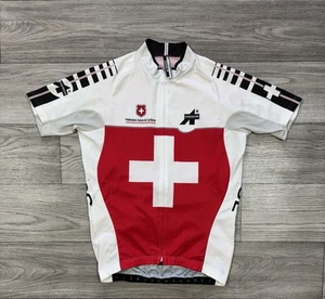 Assos Team Swiss Full Zip Short Sleeve Cycling Jersey Size L Mens Red - Picture 1 of 15