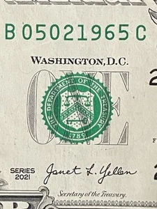 May 2, 1965 : 05021965 $1 One Dollar Bill Fancy Serial Number Birthday Note - Picture 1 of 3