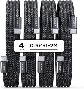 4er Pack USB-C Ladekabel 60W – LISEN PD3.0 Set für iPhone 16/15, MacBook, Galaxy - Bild 1 von 15