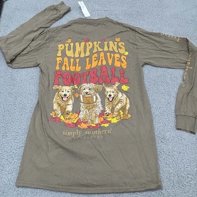 Camiseta Simply Southern para mujer talla pequeña camiseta otoño fútbol calabazas Foto 1 de 4