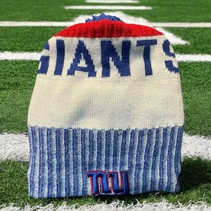 New York Giants Beanie Pom Cap New Era Stocking NFL Lined OS Football Blue Red - Picture 1 of 13