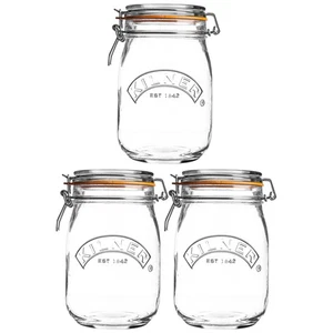 Kilner 3pcs 1 Litre Vintage Glass Clip Top Airtight Preserve Jar Food Storage - Picture 1 of 6