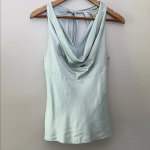 Banana Republic Factory Vintage Sleeveless Silk Drape Top Tie Back Mint Size M - Picture 1 of 12