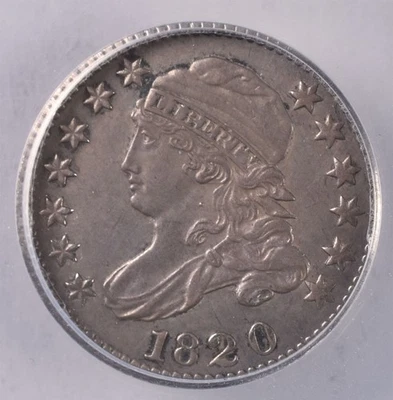 1820 Capped Bust Silver Dime - ANACS AU50 Details  - Image 1 of 3