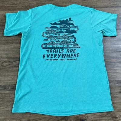 Camisa Patagonia Para Hombre Verde Mediana Trail Running Senderismo Elastizada Ligera Foto 1 de 4