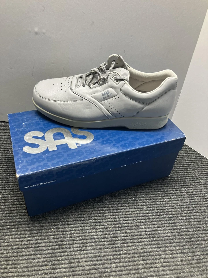 Tênis SAS Time Out Masculino Tamanho 13.5 Médio Couro Branco Conforto Caminhada - Imagem 1 de 4