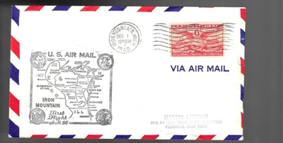 1949 iron Mountain Michigan First Flight cover AM 86 to houghton - Image 1 of 2