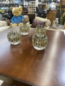 Culver Blue Empress 4 Oz Whiskey Cordial Becher Echtgold 6er Set 22kt Gold - Bild 1 von 4