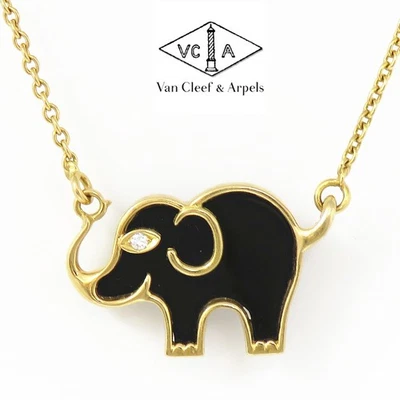 NYJEWEL Van Cleef & Arpels Van Cleef & Arpels VCA 金色钻石玛瑙大象吊坠项链 18 — 第 1/4 张图片