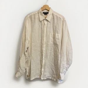 Island Company Herren L Cabana Hemd 100% Leinen weiß Tasche Langarm - Bild 1 von 8