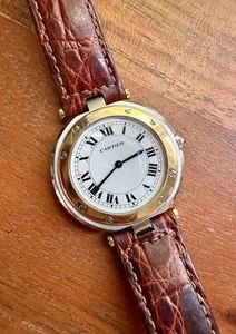 Cartier Santos Ronde Vendome 8191 18K Gold Steel Unisex 32.5MM Quartz Watch - Picture 1 of 6