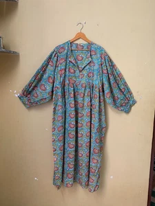Floral HandBlock Print Soft Cotton Summer Dress Midi Dress Floral Long gift item - Picture 1 of 4