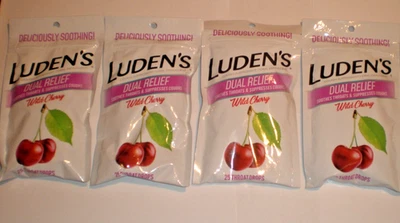 Ludens Soothing Dual Relief Throat and Cough Drops Wild Cherry 4 bags 25 in each - Image 1 of 2