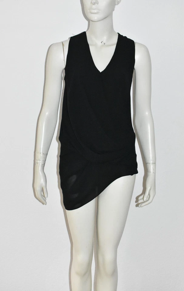 HELMUT LANG 🤍 Party Shirt Bluse asymmetrischer Schnitt Schwarz Seide - 34 - Bild 1 von 4