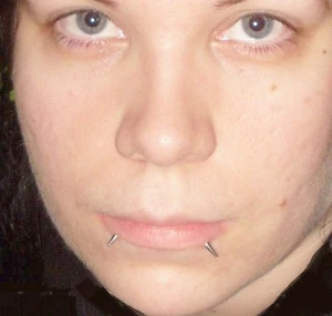 STERILIZED PAIR Surgical Steel 14g Labret Studs 8mm SPIKES for BITES Piercings. - Picture 1 of 9