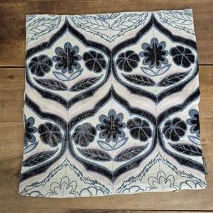 Adam and Viktoria Designer Accent Pillow Sham 17 X 16 Velvet Floral Blue White - Picture 1 of 11