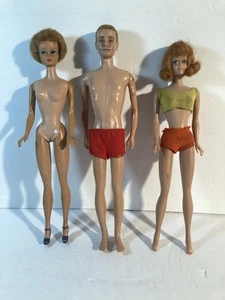Vintage Mattel Barbie flocked hair Ken Doll & Midge 1960s- TLC - Picture 1 of 23