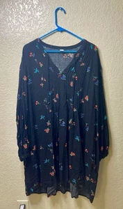 Old Navy Kleid Übergröße XXL Babydoll Blumen High Low Langarm Boho Bauer - Bild 1 von 12