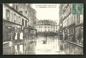 Estampilla de Francia 1910 por inundación Puteaux Rue de Paris - Imagen 1 de 1