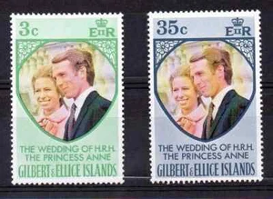 Gilbert and Ellice Islands 1973 Royal Wedding Princess Anne SG 221-222 MNH mint - Picture 1 of 1