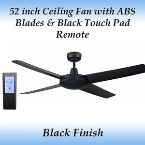 Genesis 52 inch Black Ceiling Fan with ABS Blades and Black Touch Pad Remote - Picture 1 of 3