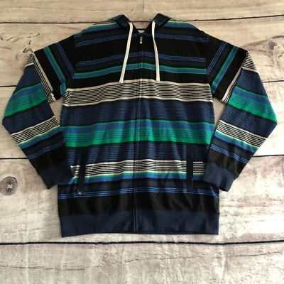 Matix Hoodie Mens Large Blue Striped Full Zip Up Sweater Skater New Without Tags - Image 1 of 4