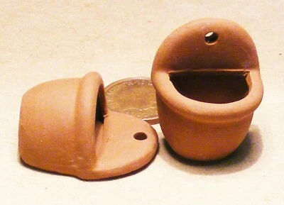 2 Wand-Pflanztöpfe im Terrakotta-Stil Tumdee Maßstab 1:12 Puppenstube Blume 2266