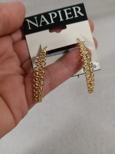 New Napier Gold Tone Multi Twisted 1.5 Inch Pierced Earrings - Picture 1 of 4