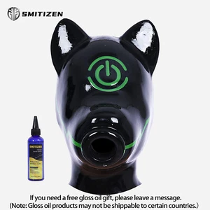 Silicone Black Short Ears Drone Hood with Switch Pattern Glossy Mask for Cosplay - Picture 1 of 20