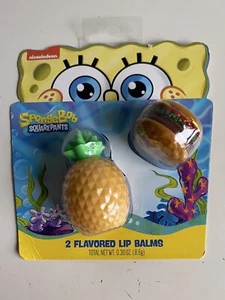 2 Pk SpongeBob SquarePants Molded Flavored Lip Balms Pineapple Krabby Patty NEW - Picture 1 of 9