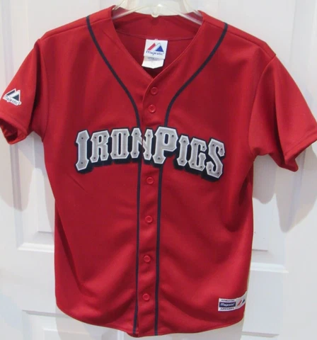 Lehigh Valley Iron Pigs Baseball Jersey Youth or women's Large Red sewn VGC Cover