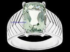 Natural Green Amethyst Gemstone with 925 sterling Silver Ring For Men's #C451