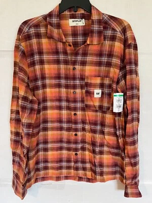 CATERPILLAR BUTTON DOWN SHIRT LS MENS SIZE S SMALL RED PLAID NWOT - Image 1 of 3