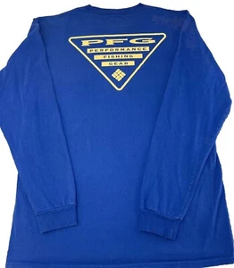 Camiseta Columbia PFG Para Hombre Azul Medio Manga Larga Rendimiento Equipo de Pesca - Imagen 1 de 4