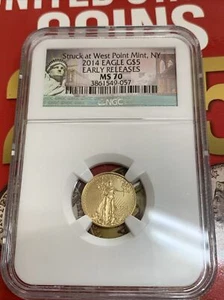 2014 W Eagle Gold Early Release MS70 1/10 - Picture 1 of 4